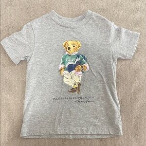 Ralph Lauren Kids Gray Tee with Polo Bear Graphic